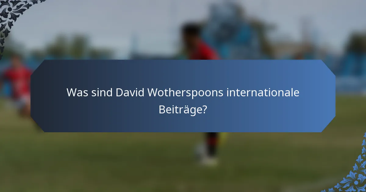 Was sind David Wotherspoons internationale Beiträge?