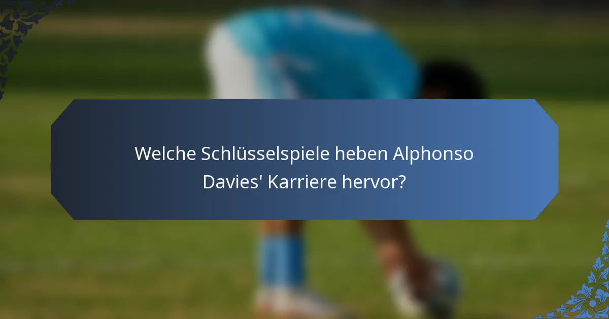 Welche Schlüsselspiele heben Alphonso Davies' Karriere hervor?