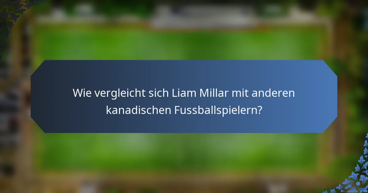 Wie vergleicht sich Liam Millar mit anderen kanadischen Fussballspielern?