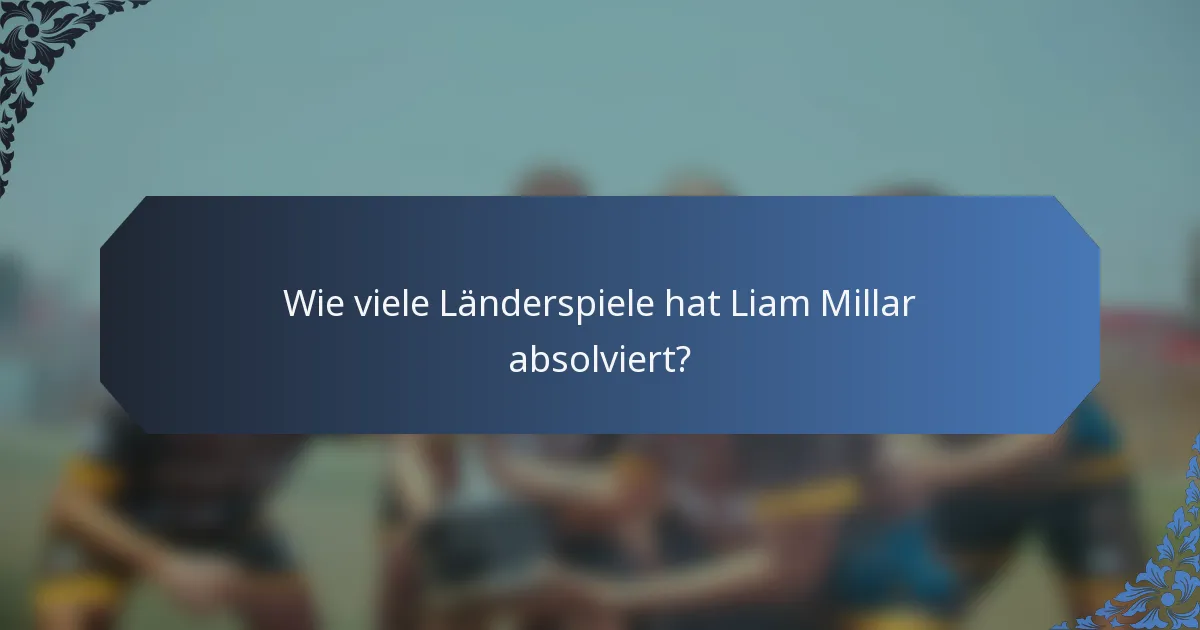 Wie viele Länderspiele hat Liam Millar absolviert?